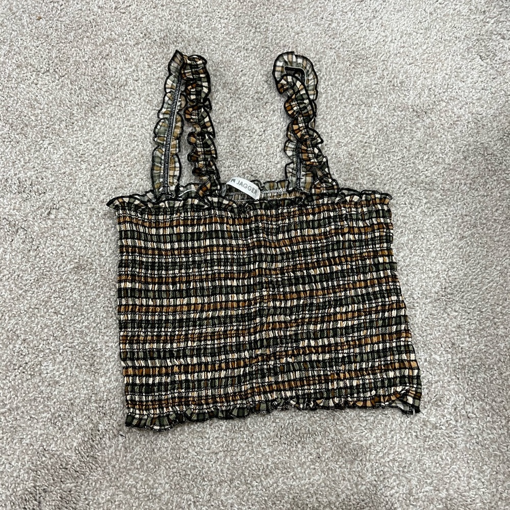 RUCHED PLAID CROP TOP